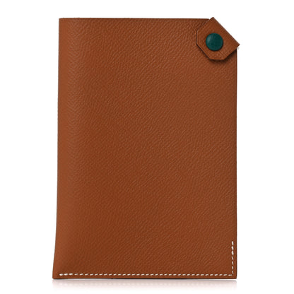 Hermes Epsom Tarmac Dot PM Passport Holder Gold Malachite 1 of 7