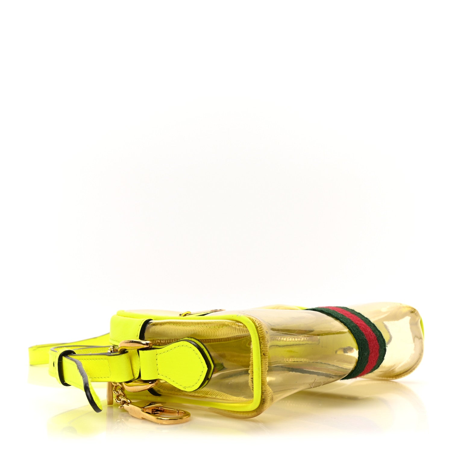 Gucci Vinyl Web Mini Ophidia Transparent Shoulder Bag Yellow Fluo 4 of 9