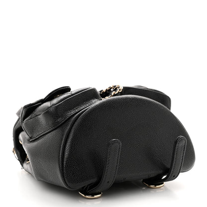 Chanel Shiny Caviar Quilted Small Duma Pockets Drawstring Backpack Black 4 of 10