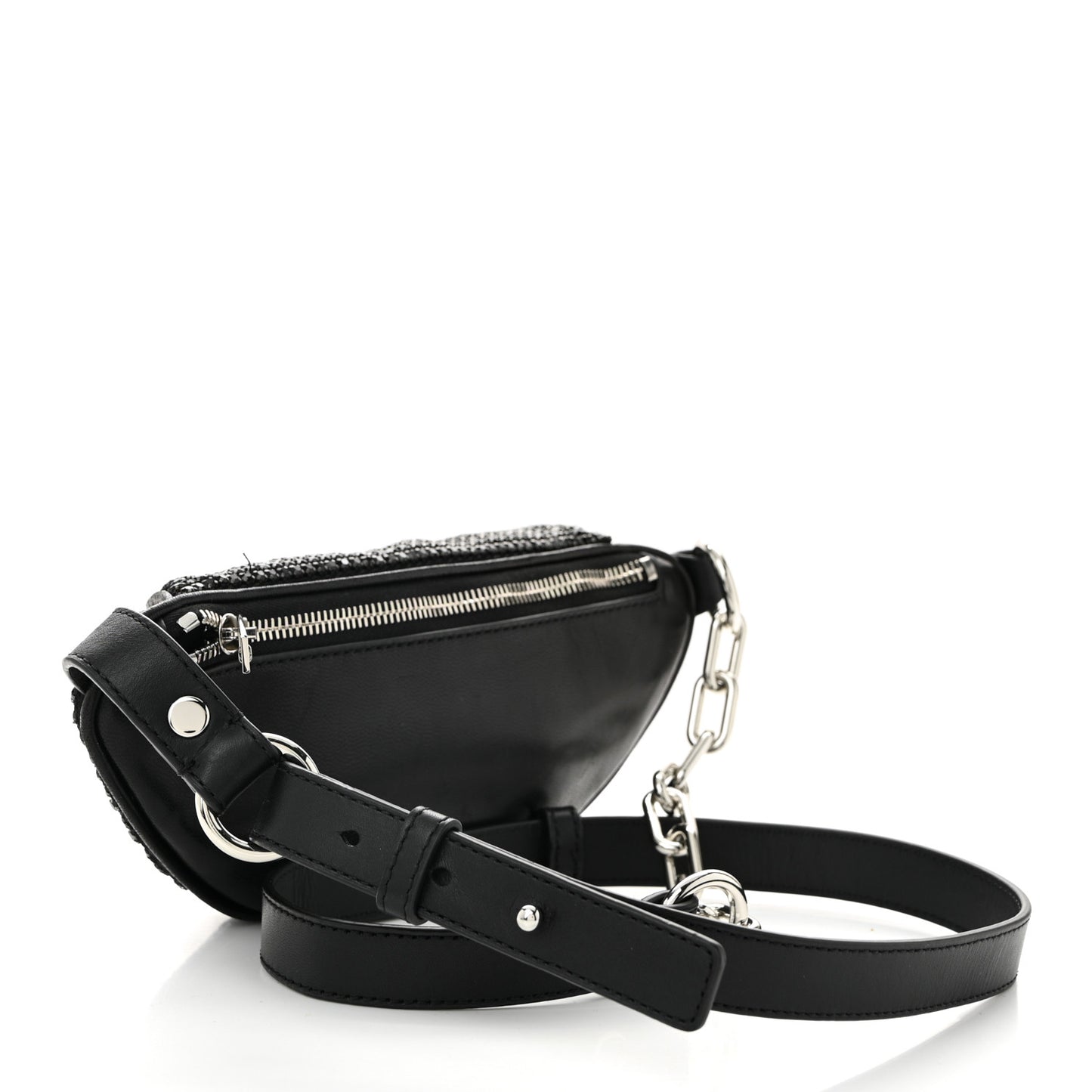 Rhinestone Mesh Mini Attica Belt Bag Black