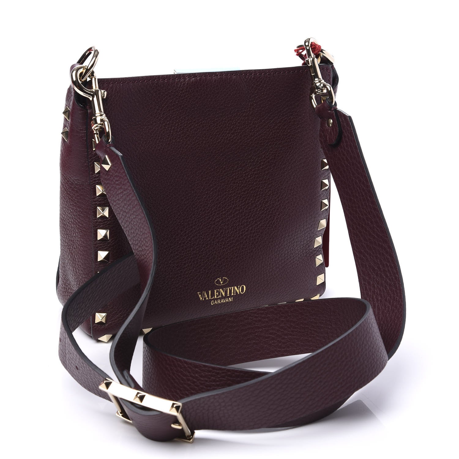 Valentino Garavani Pebbled Calfskin Mini Rockstud Flip-Lock Messenger Bag Rubin 2 of 11