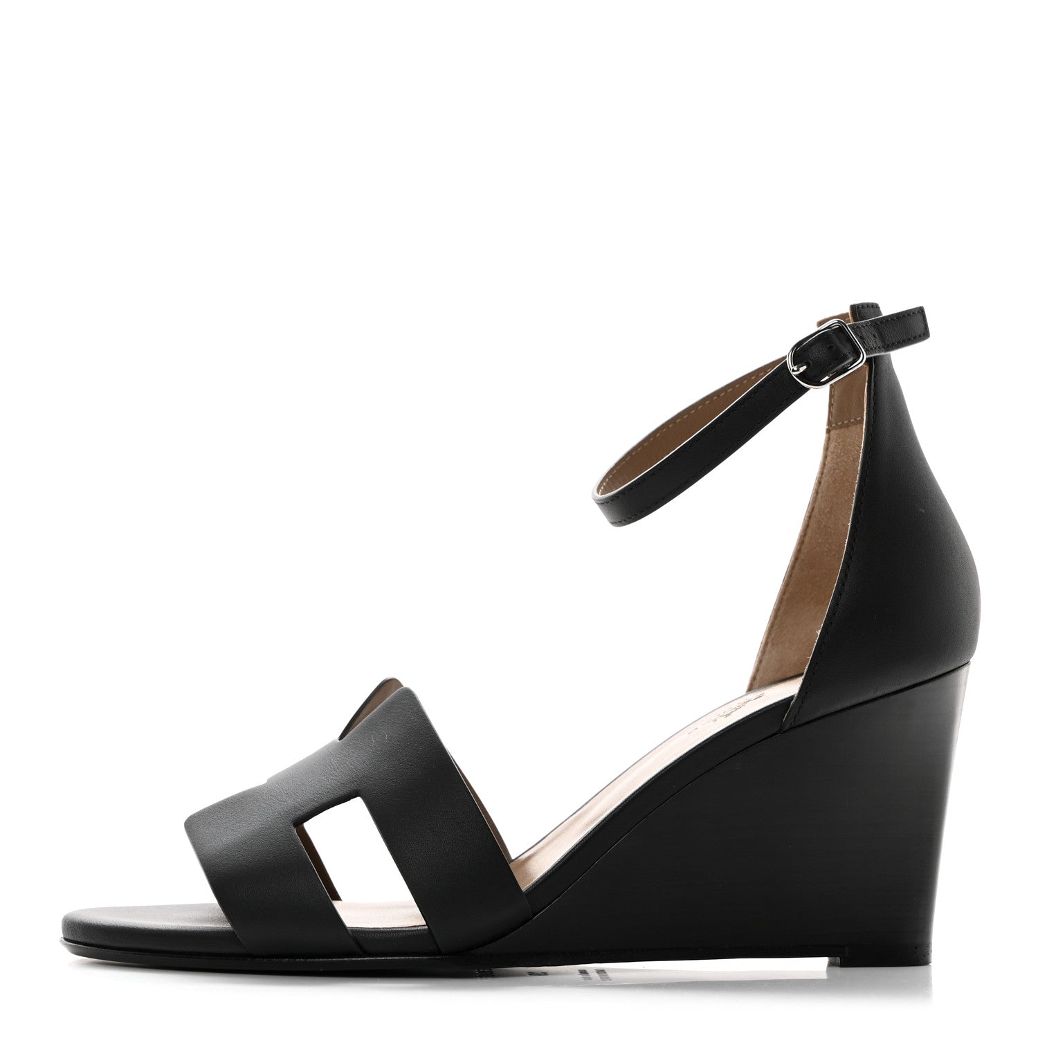 Hermes Calfskin Legend Wedge Sandals 39 Black 1 of 9