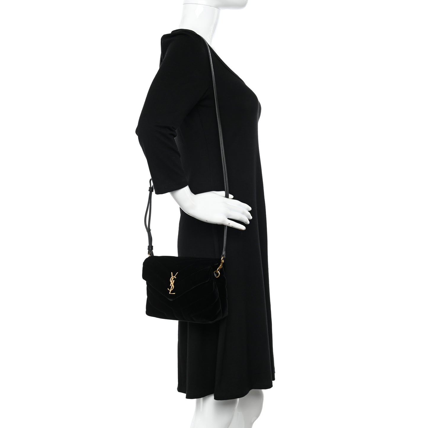 Velvet Y Quilted Monogram Toy Loulou Chain Satchel French Black