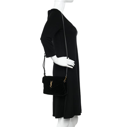 Saint Laurent Velvet Y Quilted Monogram Toy Loulou Chain Satchel French Black 2 of 9