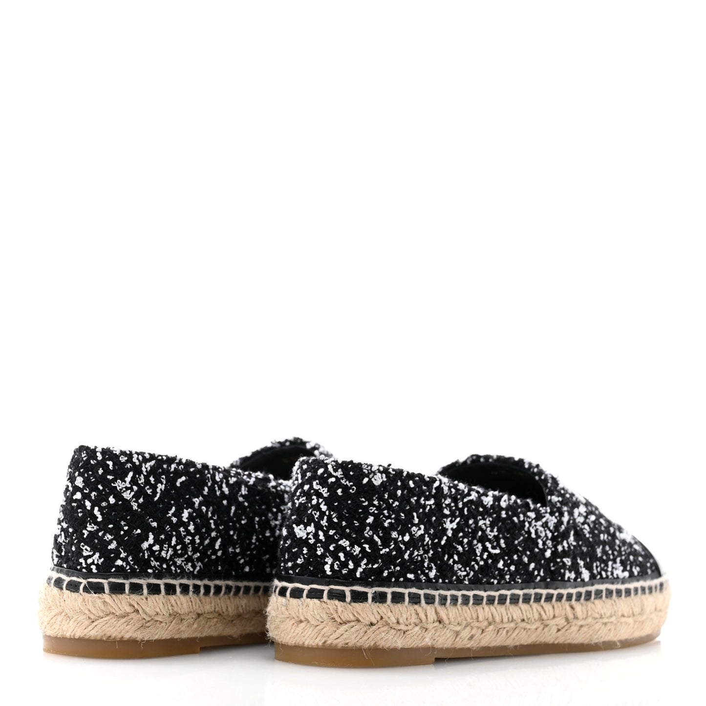 Tweed Lambskin Patent CC Espadrilles 40 Black White