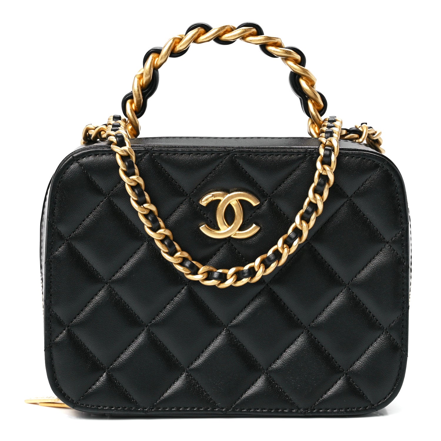 Chanel Lambskin Quilted Top Handle Small Vanity Case Black 1 of 11