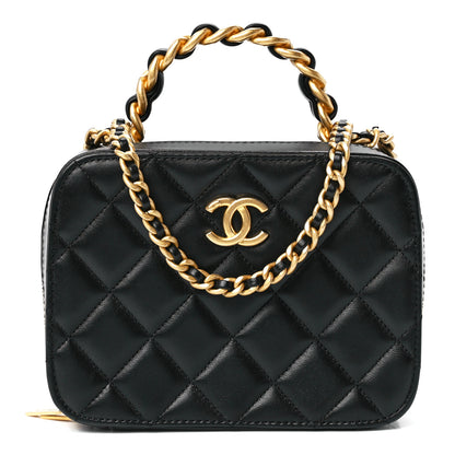 Chanel Lambskin Quilted Top Handle Small Vanity Case Black 1 of 11