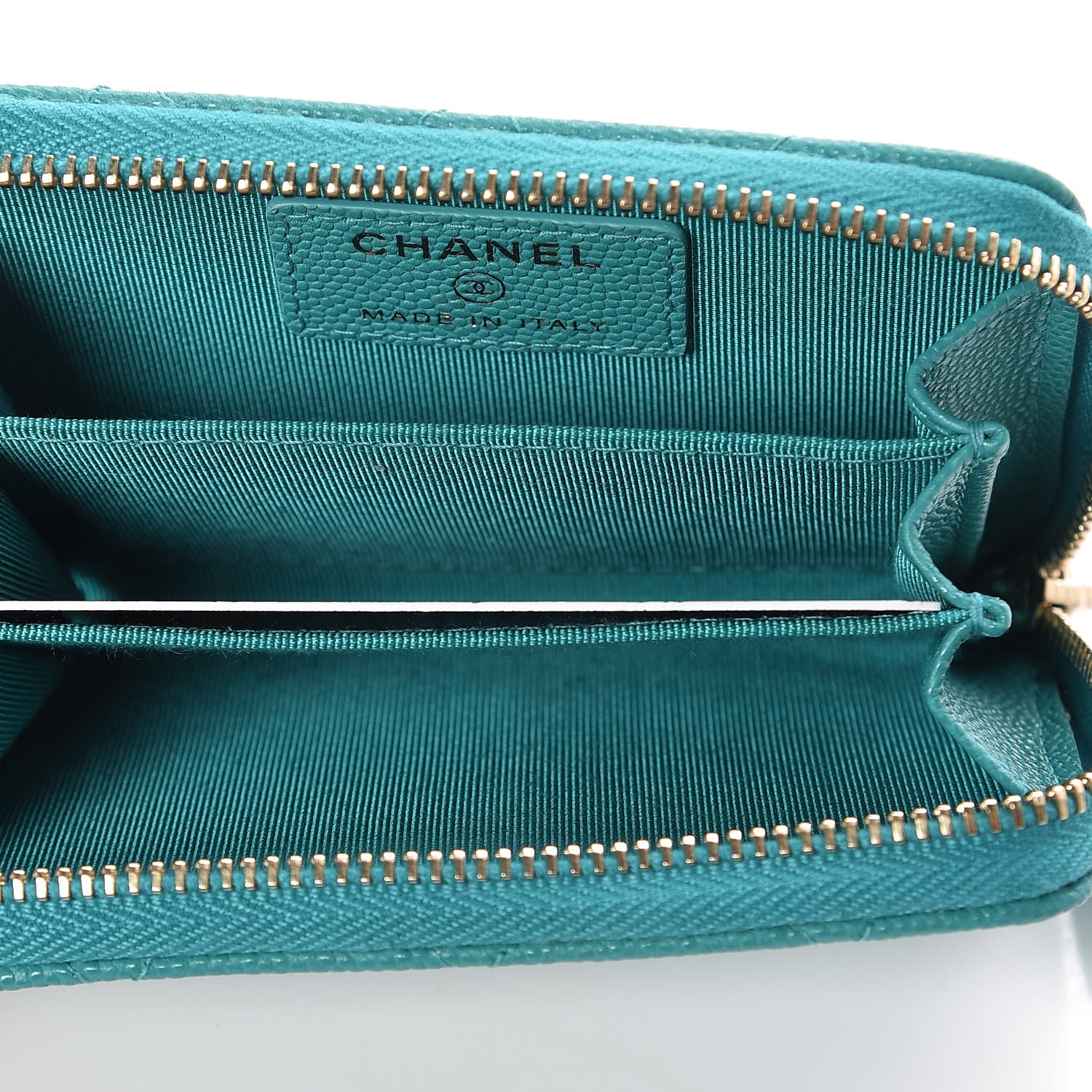 Chanel Caviar Quilted Zip Coin Purse Turquoise 5 of 8