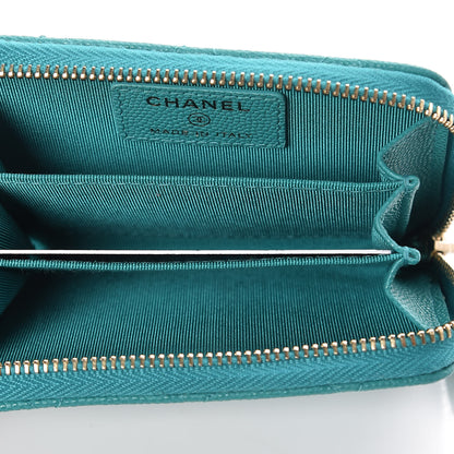 Chanel Caviar Quilted Zip Coin Purse Turquoise 5 of 8