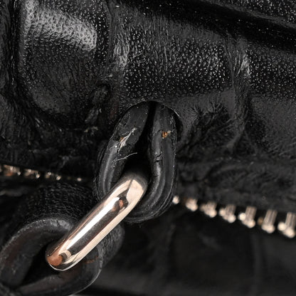 Saint Laurent Calfskin Crocodile Embossed Monogram Blogger Bag Black 10 of 11