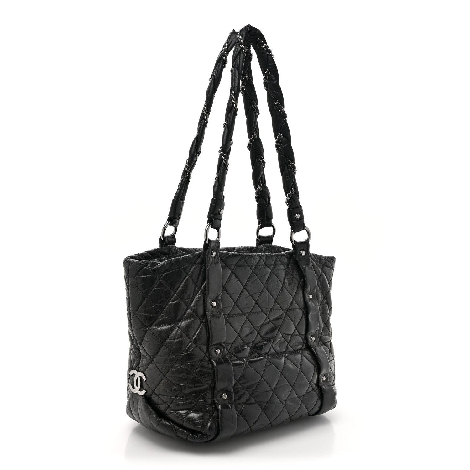 Chanel Aged Calfskin Vintage Ligne Lady Braid Tote Black 3 of 14