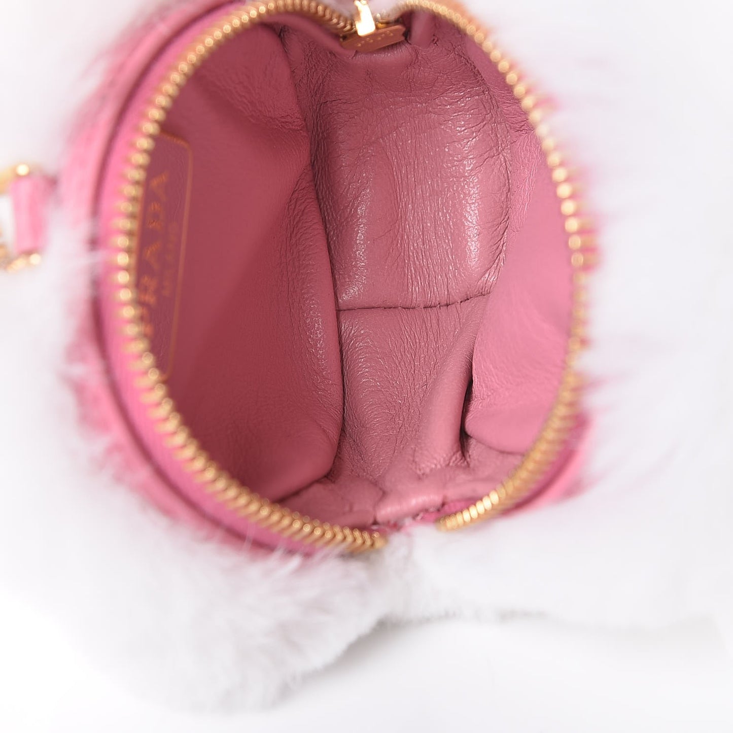 Rabbit Fur Heart Bag Charm White Pink