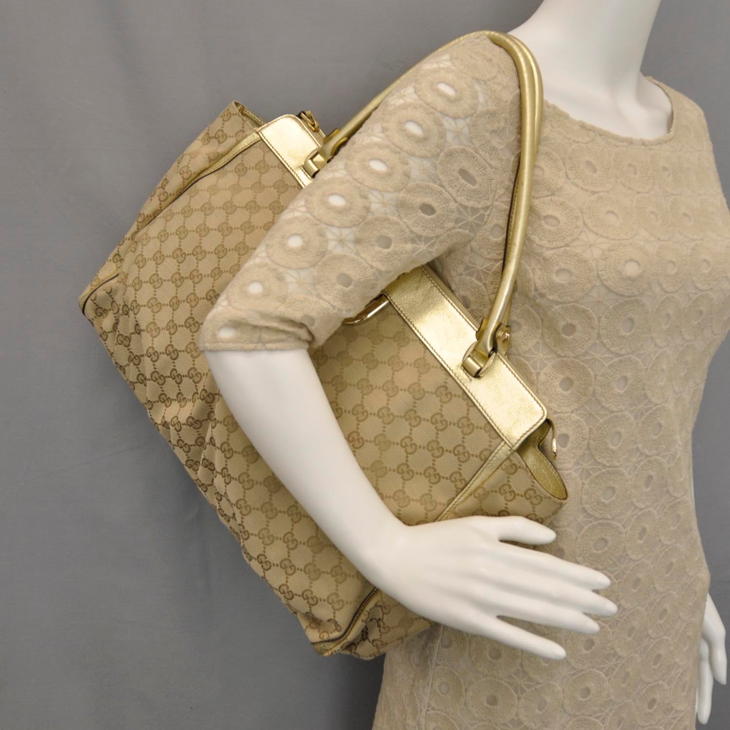 Gucci Monogram D Gold Tote Metallic Gold 2 of 11
