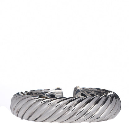 David Yurman Sterling Silver 18K Yellow Gold 15mm Sculpted Cable Cuff Bracelet 3 of 5