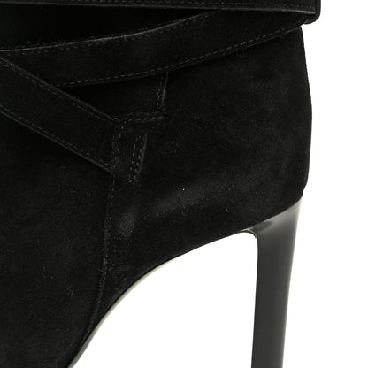 Saint Laurent Suede Mica Buckle Western Ankle Booties 39 Black 12 of 15