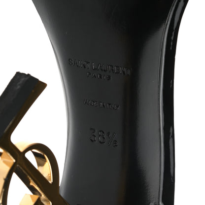 Saint Laurent Patent Calfskin Opyum 110 Sandals 38.5 Black Gold 6 of 10