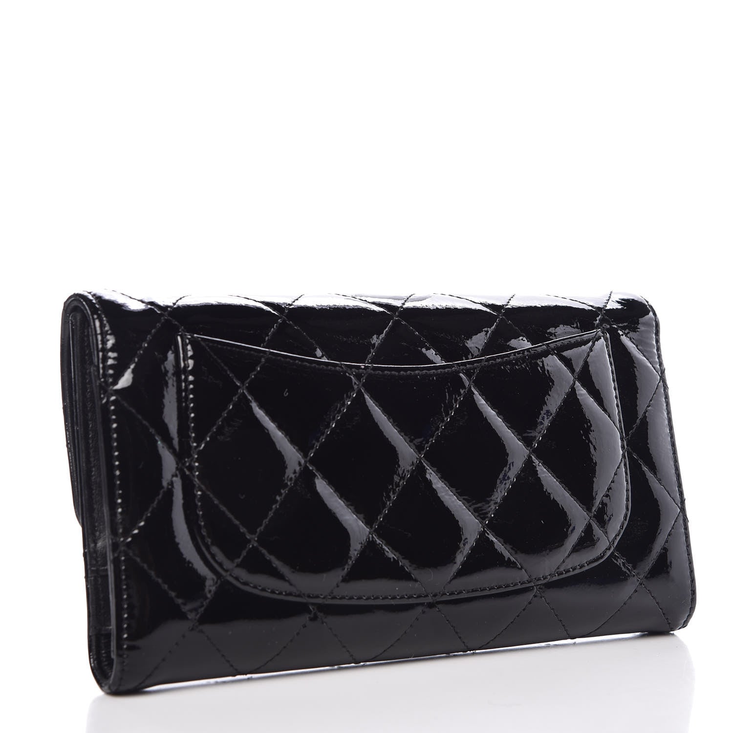 Chanel Patent Quilted Large Flap Wallet Black 3 of 9