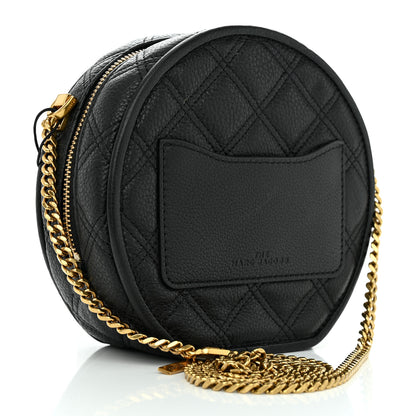 Marc Jacobs Grained Calfskin Quilted The Status Round Crossbody Black 3 of 10
