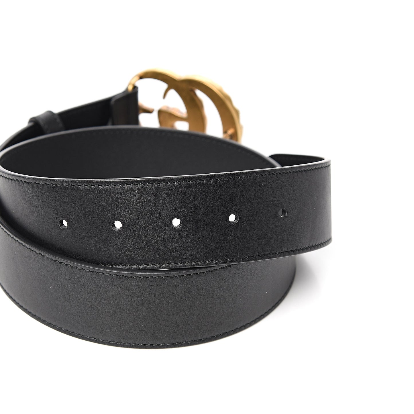 Moon Calfskin Pearl Double G 40mm Belt 75 30 Black Cream