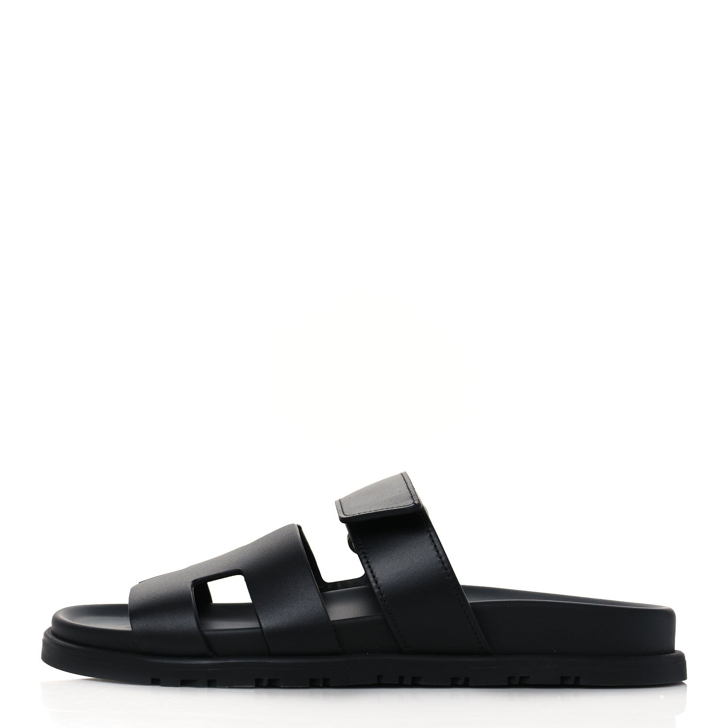 Hermes Calfskin Womens Chypre Sandals 37 Black 1 of 9