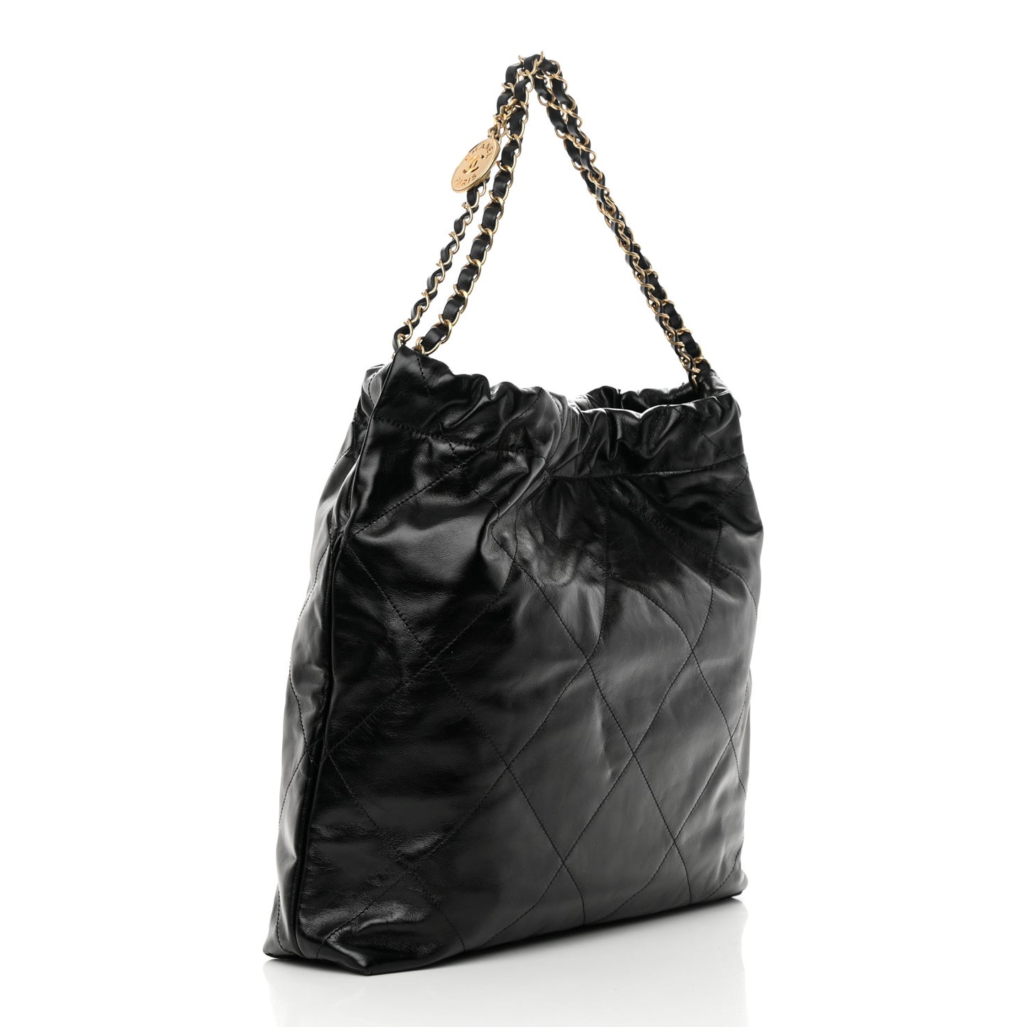 Shiny Calfskin Quilted Chanel 22 Black