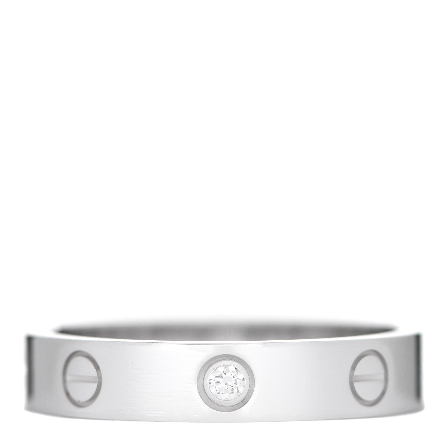 Cartier 18K White Gold Diamond 4mm LOVE Wedding Band Ring 56 7.5 1 of 5