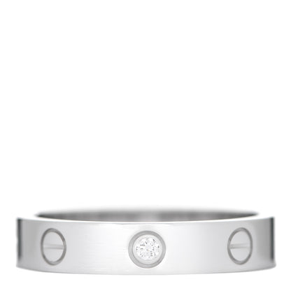 Cartier 18K White Gold Diamond 4mm LOVE Wedding Band Ring 56 7.5 1 of 5