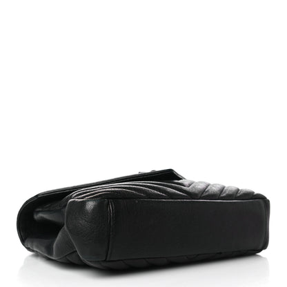 Saint Laurent Sheepskin Matelasse Chevron Monogram Monochrome Medium College Bag Black 4 of 9