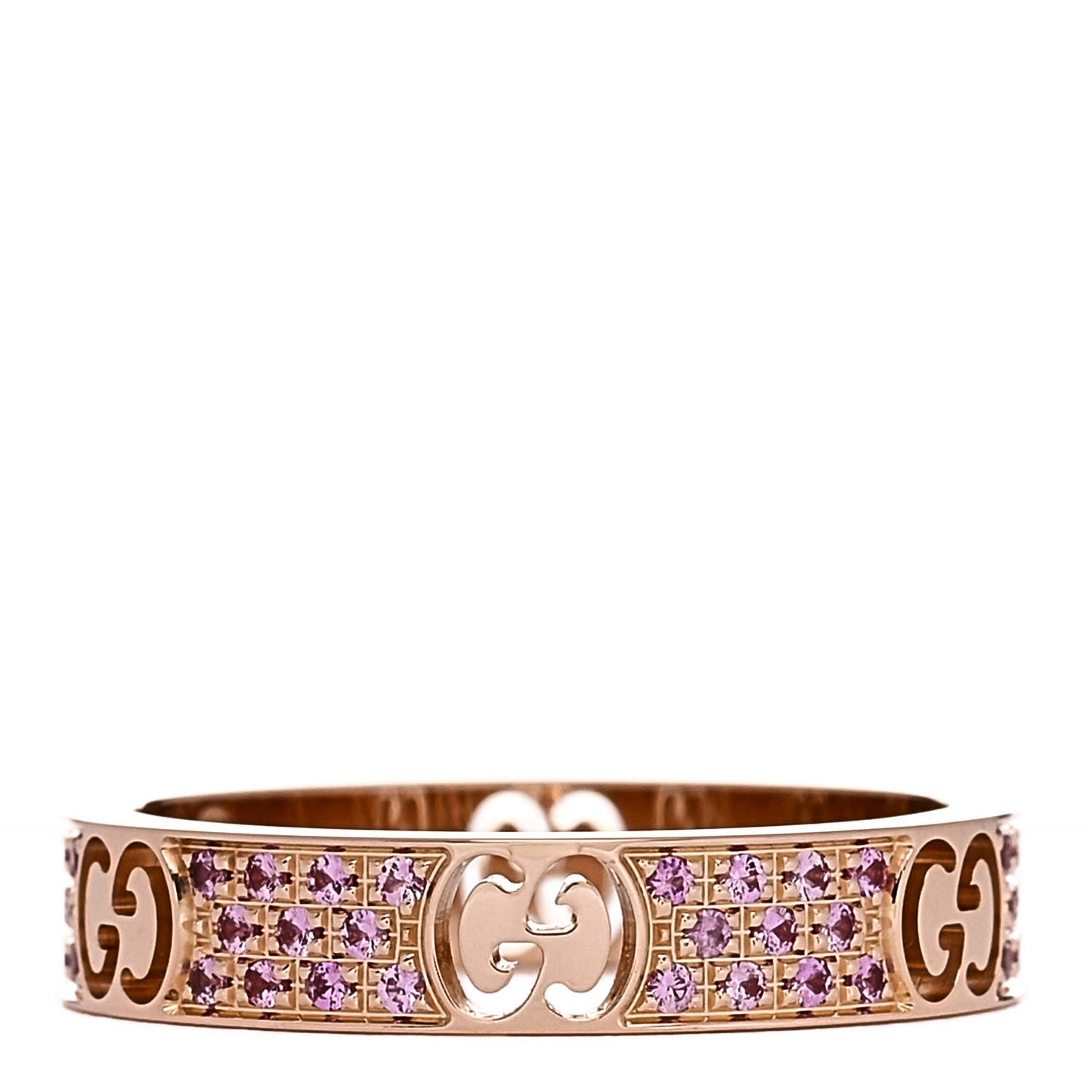 18K Rose Gold Pink Sapphire Icon Stardust Thin Band Ring 53 6.5