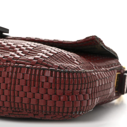 Fendi Lambskin Woven Baguette Red 10 of 10