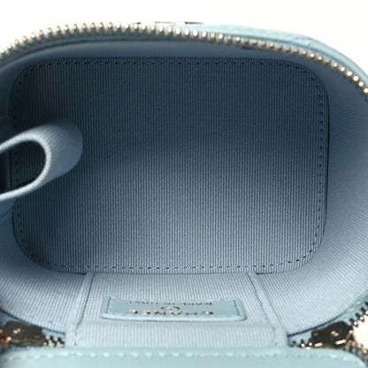 Chanel Lambskin Quilted Top Handle Mini Vanity Case With Chain Light Blue 5 of 12