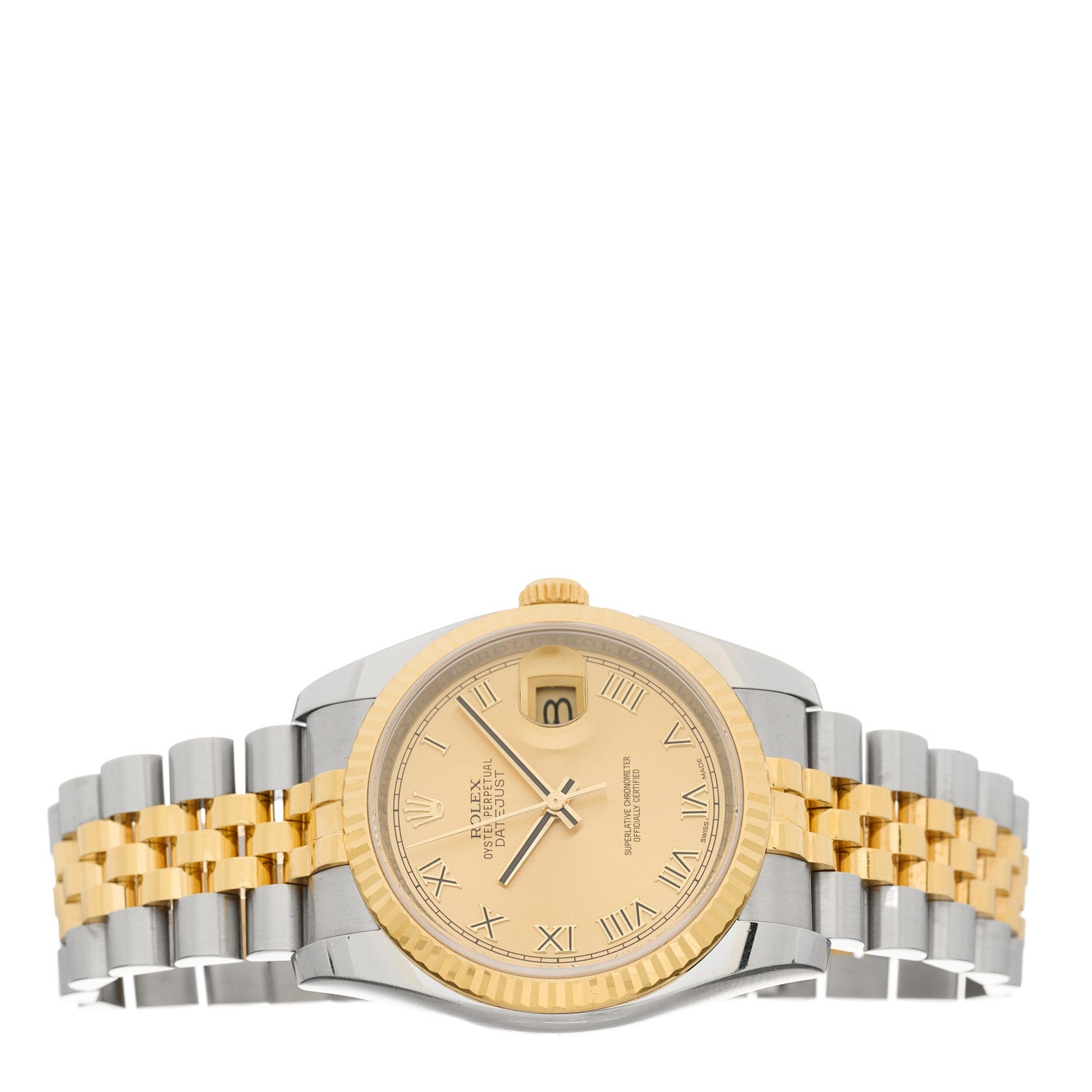 Rolex Stainless Steel 18K Yellow Gold 36mm Oyster Perpetual Datejust Watch Champagne Roman 116233 2 of 5