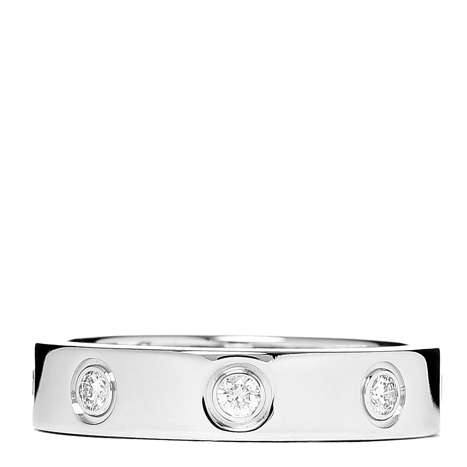 Cartier 18K White Gold 8 Diamond 4mm Wedding Band LOVE Ring 49 4.75 1 of 4