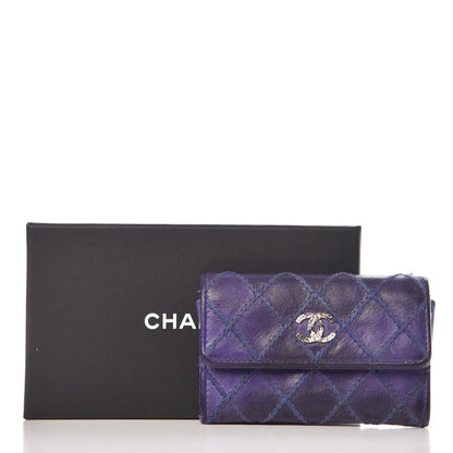 Chanel Calfskin Diamond Stitched Card Holder Wallet Purple 15 of 15