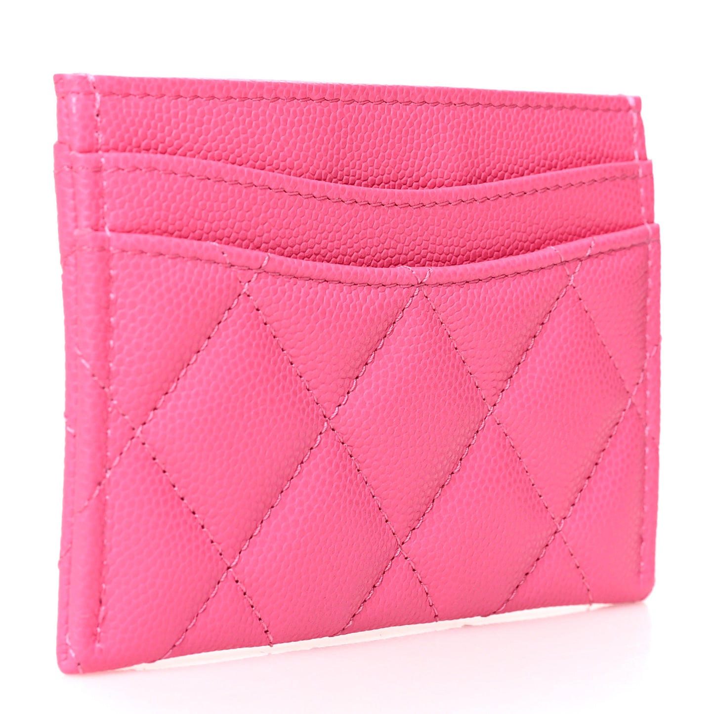 Caviar Quilted Card Holder Pink