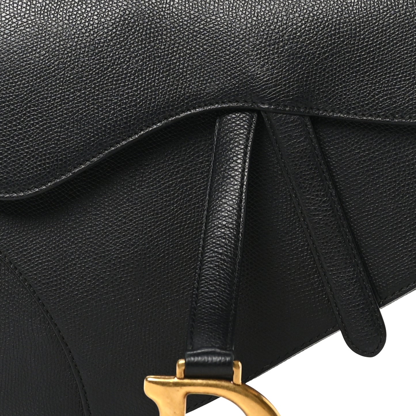 Grained Calfskin Saddle Bag Black