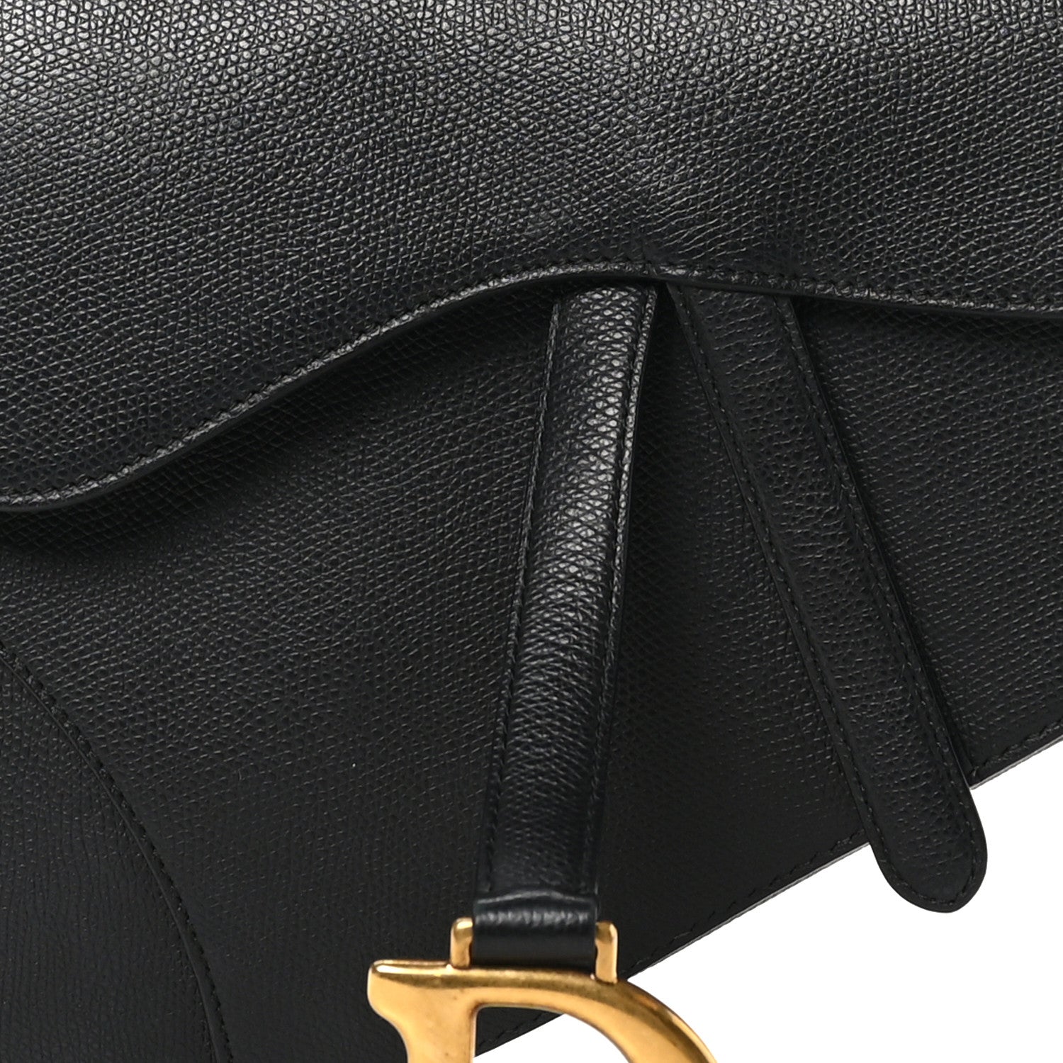 Christian Dior Grained Calfskin Saddle Bag Black 8 of 10