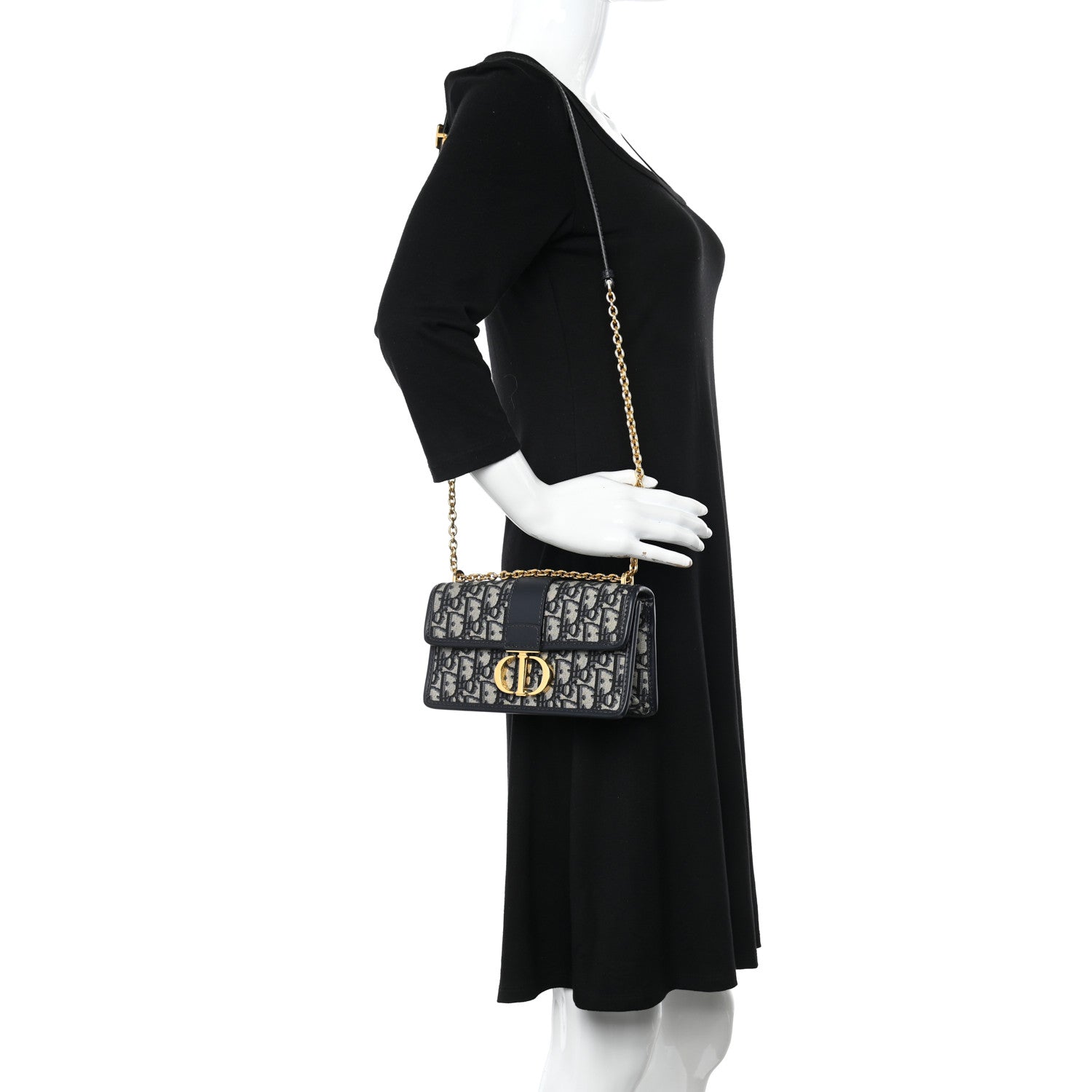 Christian Dior Oblique 30 Montaigne East West Chain Flap Bag Blue 2 of 10