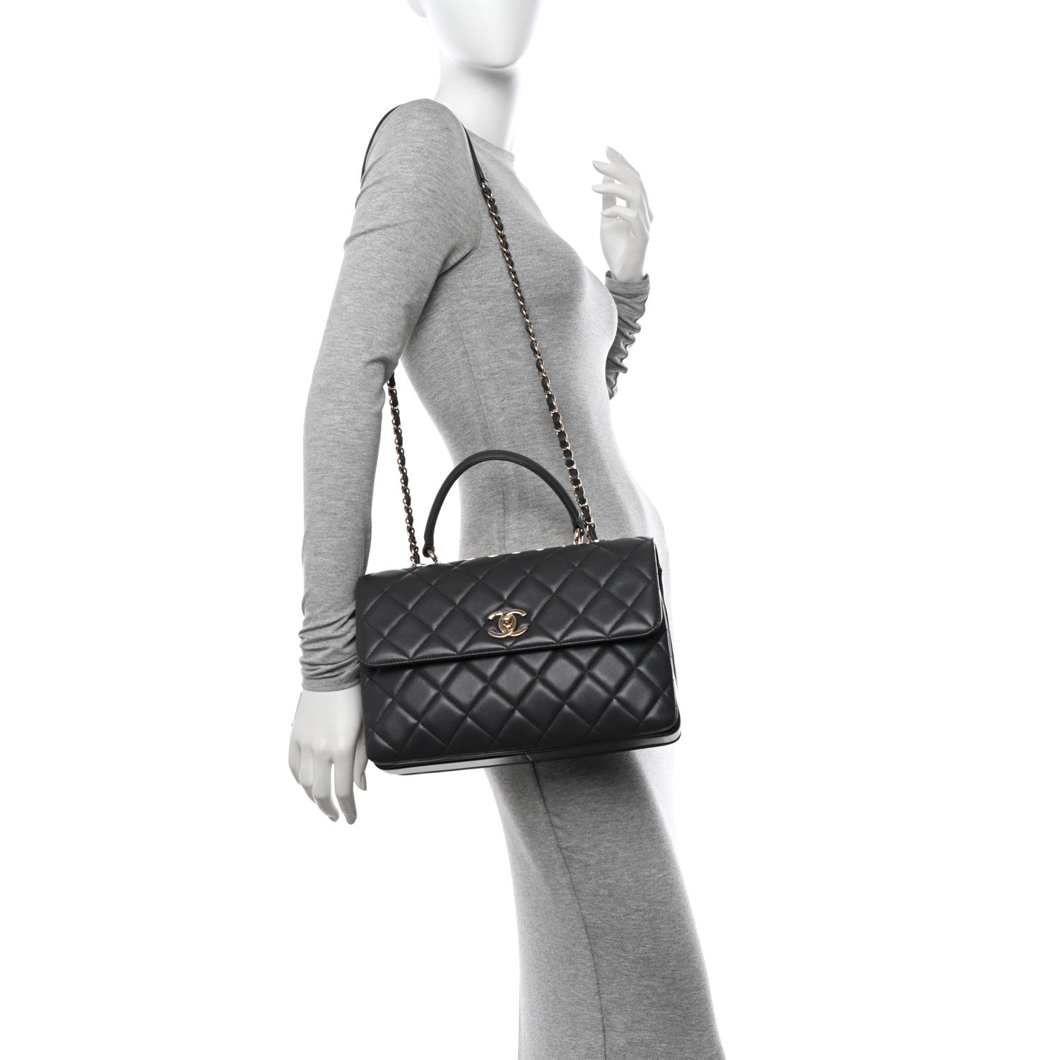 Chanel Lambskin Quilted Medium Trendy CC Flap Dual Handle Bag Dark Grey 2 of 11