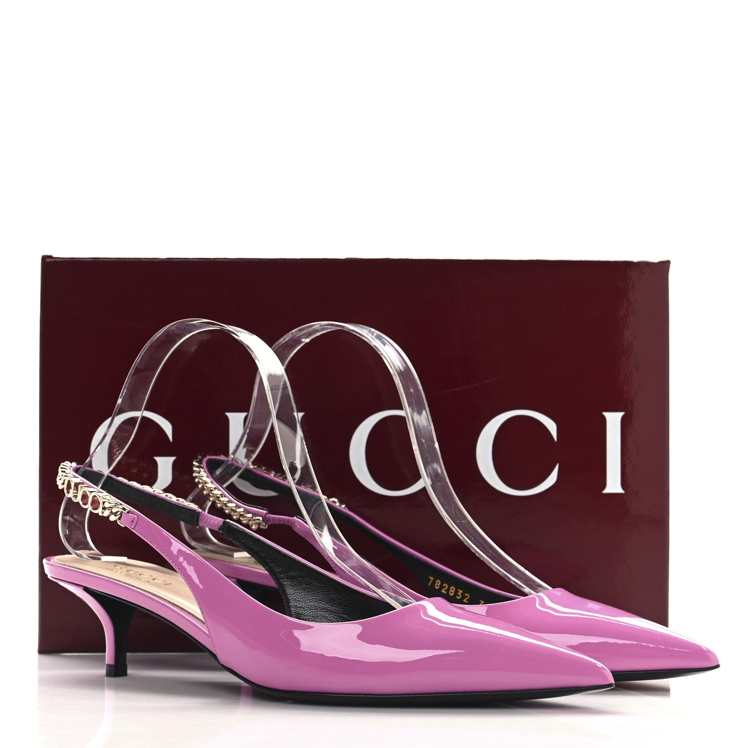 Gucci Patent Signoria 35mm Slingback Pumps 38.5 Libre Pink 10 of 10