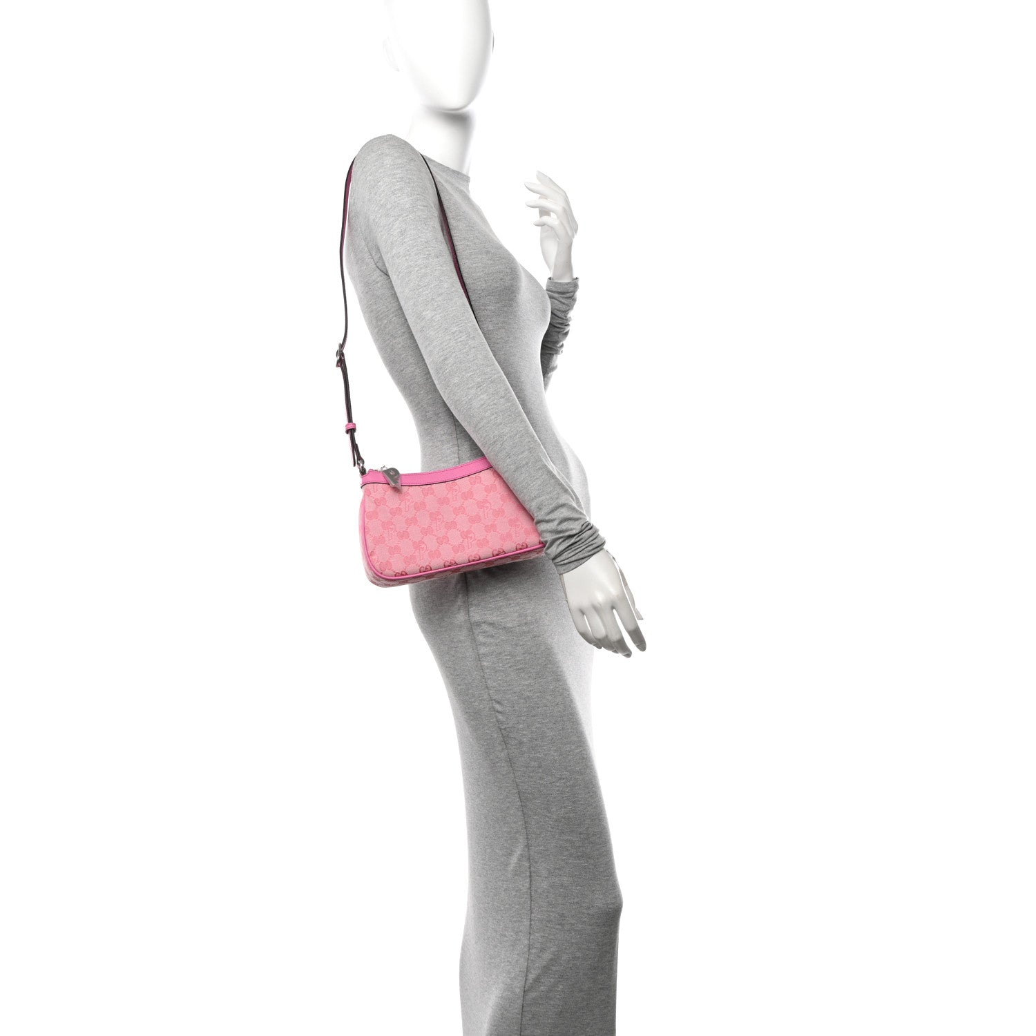 Gucci X PALACE GG Supreme Monogram Palace Textured Dollar Calfskin Shoulder Bag Pink Pale Rose Palace 2 of 11