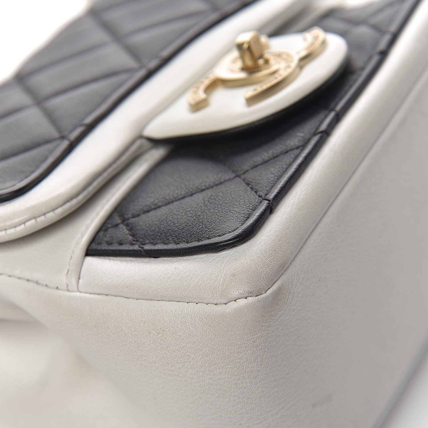 Chanel Lambskin Quilted Graphic Mini Flap Bag Black White 13 of 17