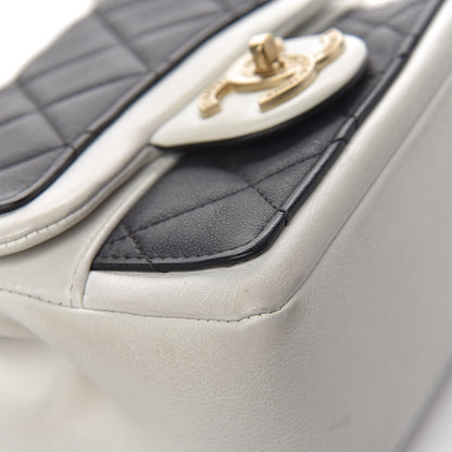 Chanel Lambskin Quilted Graphic Mini Flap Bag Black White 13 of 17