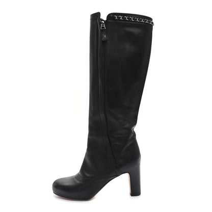 Chanel Lambskin Chain High Boots 38 Black 1 of 10