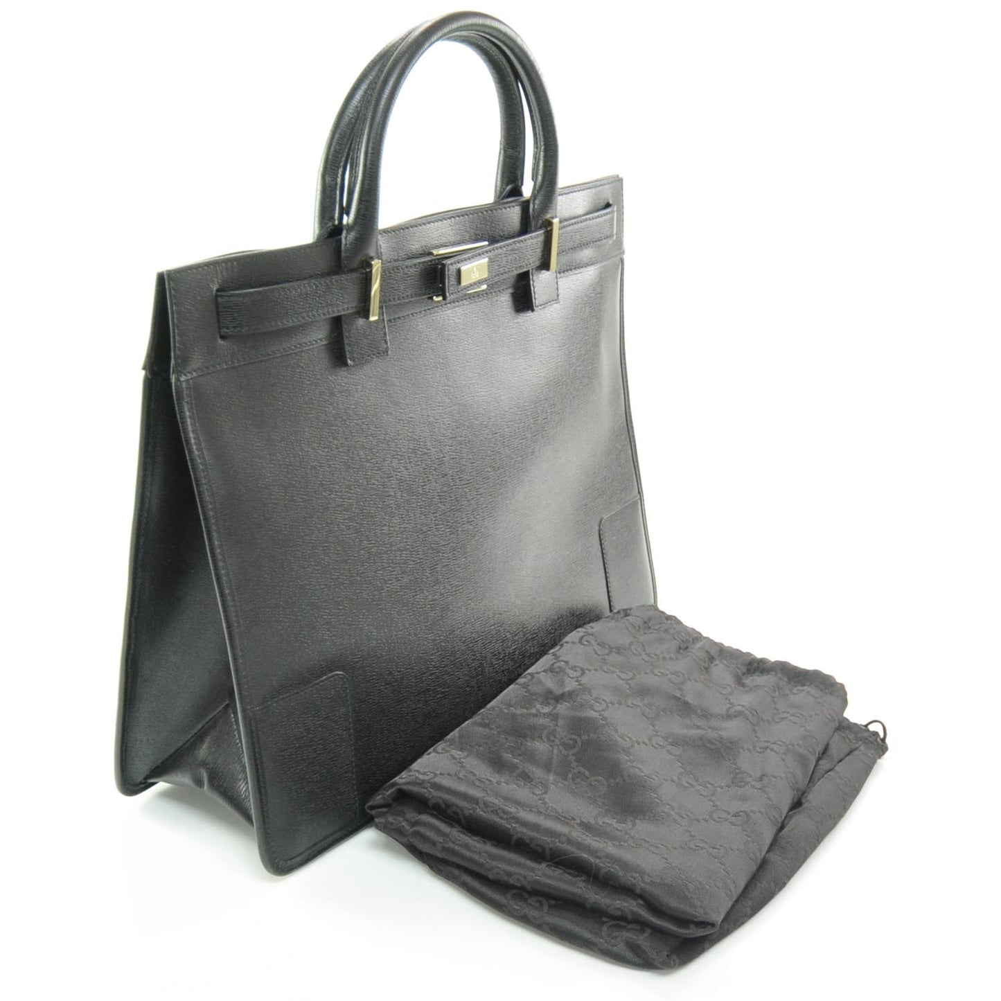 Leather Briefcase Work Bag Black