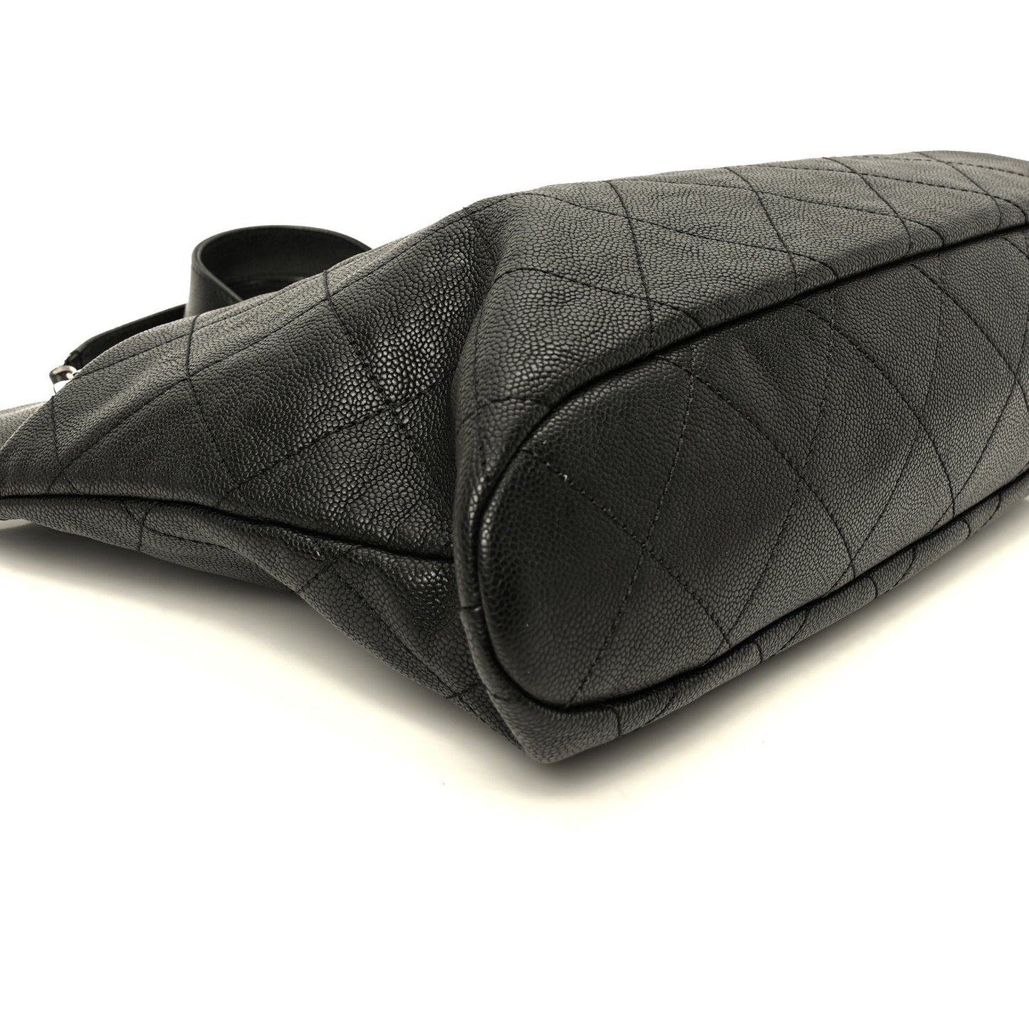 Caviar Quilted Shopping Tote Black