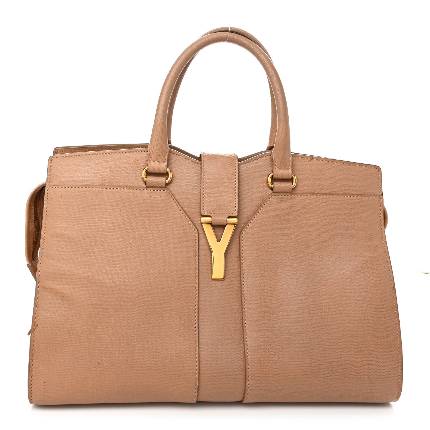 Saint Laurent Textured Calfskin Medium Cabas ChYc Beige 1 of 17