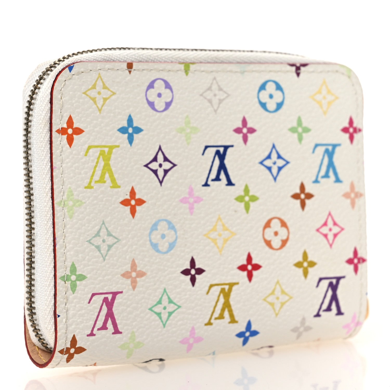 Louis Vuitton Monogram Multicolor Zippy Coin Purse Wallet White 3 of 7