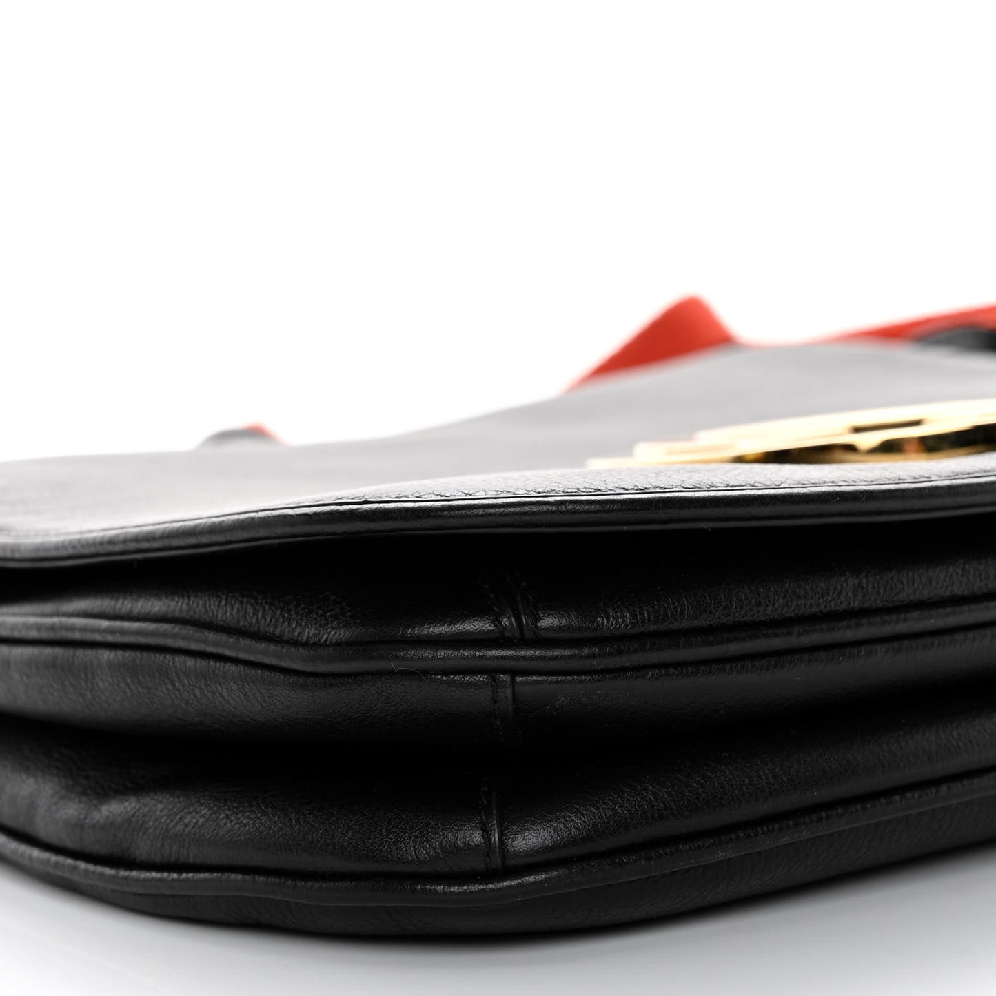 Roxy Calfskin Web Medium Blondie Shoulder Flap Bag Black