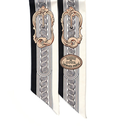 Hermes Silk Bride De Cour Twilly Black White Or Rose 2 of 3